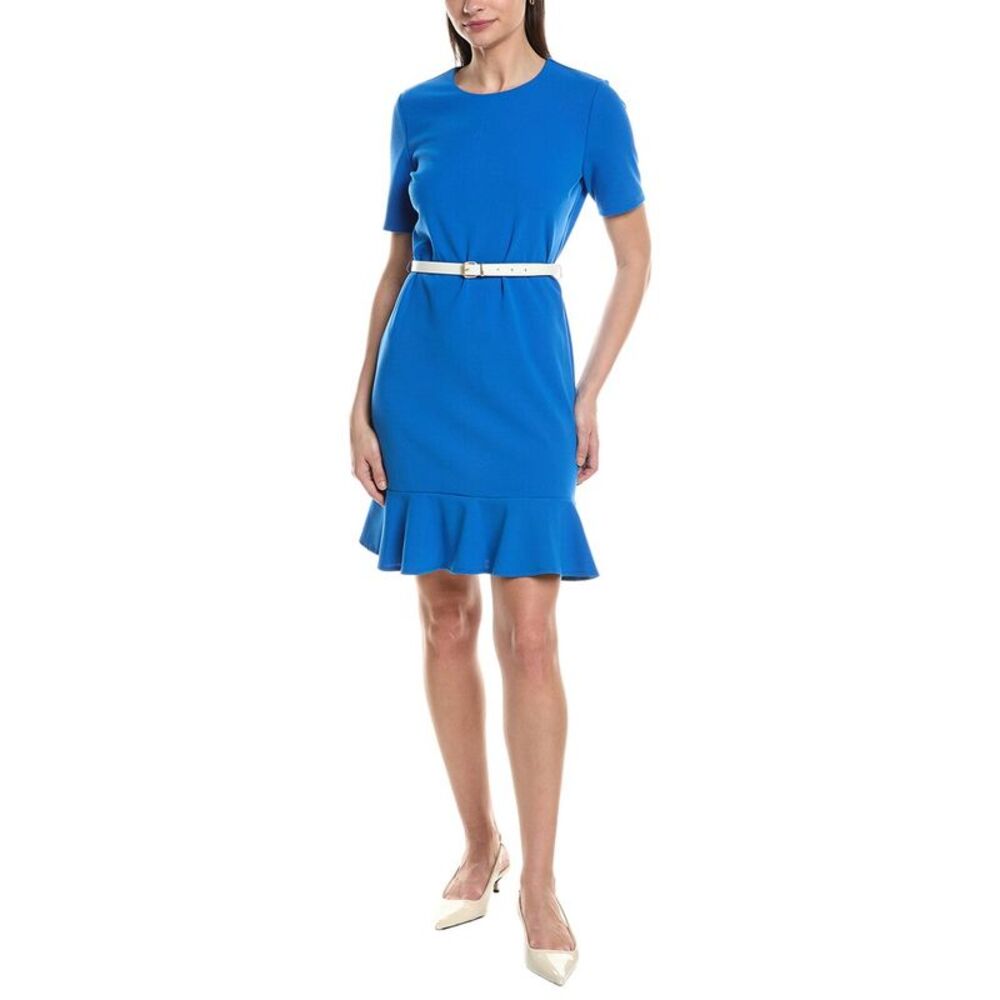 Sharagano Womens  Short Sleeve Sheath Dress, Blue